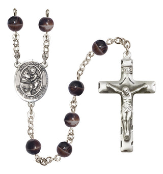 Silver-Plated 7mm San Antonio  Engraved Catholic Rosaries