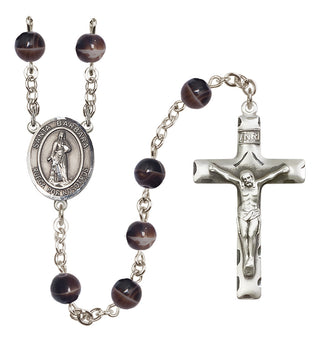 Silver Plated 7mm Brown Santa Barbara Rosary