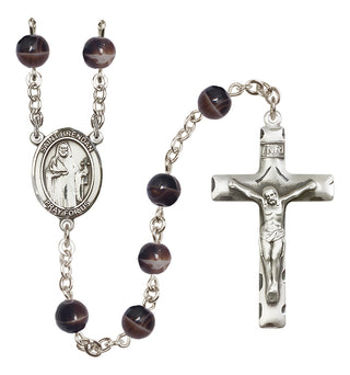 Silver-Plated 7mm Saint Brendan the Navigator  Engraved Catholic Rosaries