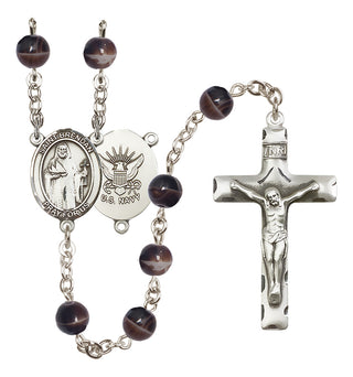 Silver-Plated 7mm Saint Brendan the Navigator/Navy Rosary