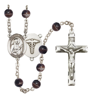 Silver-Plated 7mm Saint Camillus of Lellis / Nurse Rosary