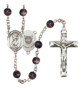 Silver-Plated 7mm Saint Christopher / Coast Guard Rosary