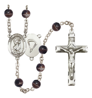 Silver-Plated 6mm Saint Christopher / Paratrooper Rosary