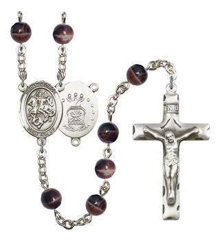 Saint George and Air Force Rosary with Brown Beads