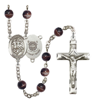 Saint George and Coast Guard Rosary with Brown Beads