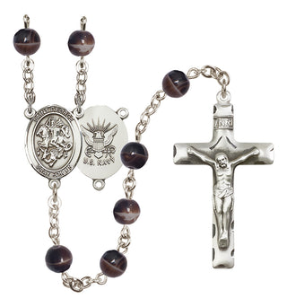 Silver-Plated 7mm Saint George / Navy Rosary