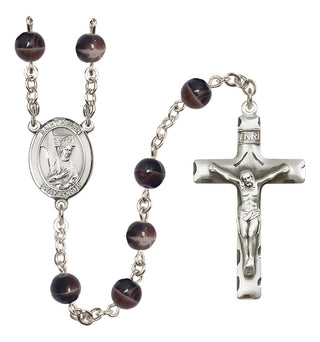 Silver-Plated 7mm Saint Helen  Engraved Catholic Rosaries
