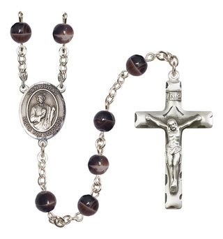 Silver-Plated 7mm San Judas  Engraved Catholic Rosaries