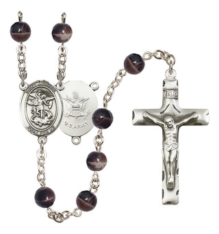 Silver-Plated 7mm Saint Michael / Army Rosary