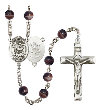 Saint Michael and Coast Guard Rosary with Brown Beads