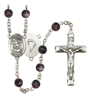 Silver-Plated 6mm Saint Michael / Paratrooper Rosary