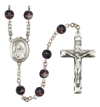 Silver-Plated 7mm Saint Monica  Engraved Catholic Rosaries