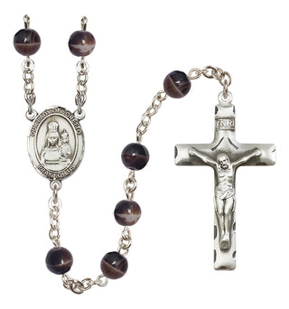 Silver Plated 7mm Brown Our Lady of Loretto Rosary