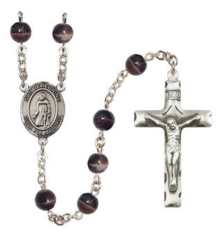 Silver Plated 7mm Brown San Peregrino Rosary