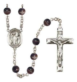 Silver-Plated 7mm Saint Richard  Engraved Catholic Rosaries