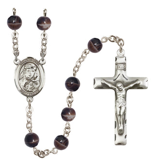 Silver-Plated 7mm Saint Sarah  Engraved Catholic Rosaries