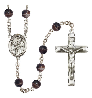 Silver Plated 7mm Brown Saint John of God Rosary
