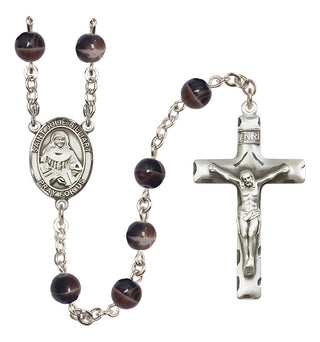Silver-Plated 7mm Saint Julie Billiart  Engraved Catholic Rosaries