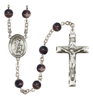 Silver-Plated 7mm Guardian Angel w/Child  Engraved Catholic Rosaries