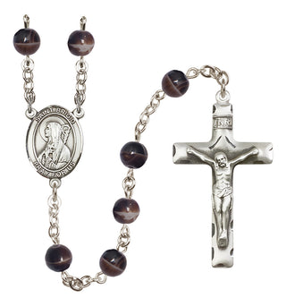 Silver-Plated 7mm Saint Brigid of Ireland  Engraved Catholic Rosaries