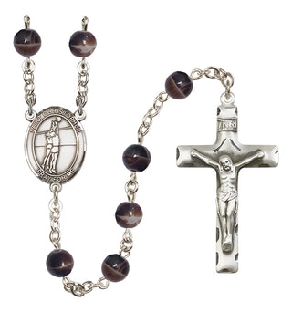 Silver-Plated 7mm Saint Christopher/Volleyball Rosary