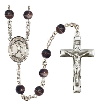 Silver-Plated 7mm Saint Christopher/Football Rosary