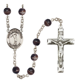 Silver-Plated 7mm Saint Christopher/Golf Rosary