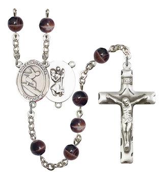 Saint Christopher and Surfing Rosary with Brown Beads