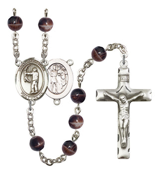 Saint Sebastian and Archery Rosary with Brown Beads
