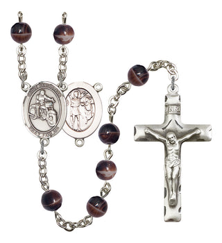 Saint Sebastian and Motorcycle Rosary with Brown Beads