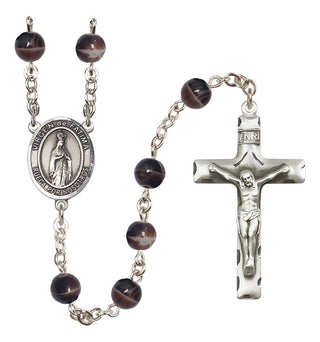 Silver-Plated 7mm Virgen de Fatima  Engraved Catholic Rosaries