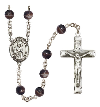 Silver-Plated 7mm Saint Isaac Jogues  Engraved Catholic Rosaries