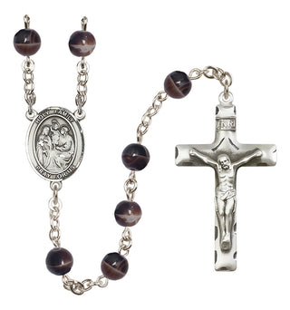 Silver-Plated 7mm Holy Family  Engraved Catholic Rosaries