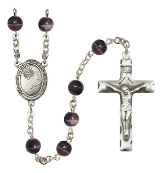 Silver-Plated 7mm Footprints / Cross  Engraved Catholic Rosaries