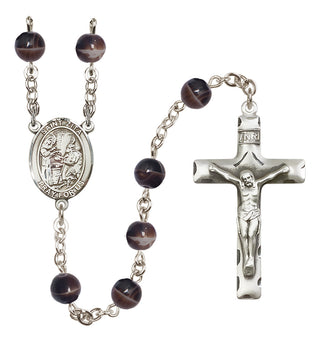 Silver Plated 7mm Brown Saint Zita Rosary