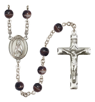 Silver-Plated 7mm Saint Alice  Engraved Catholic Rosaries