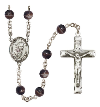 Silver-Plated 7mm Blessed Trinity  Engraved Catholic Rosaries