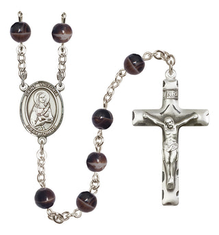 Silver Plated 7mm Brown Saint Victoria Rosary