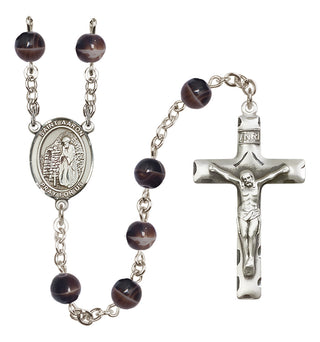 Silver-Plated 7mm Saint Aaron  Engraved Catholic Rosaries
