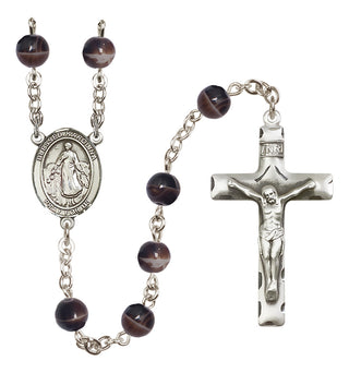 Silver Plated 7mm Brown Blessed Karolina Kozkowna Rosary