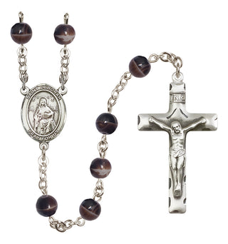 Silver-Plated 7mm Saint Deborah  Engraved Catholic Rosaries