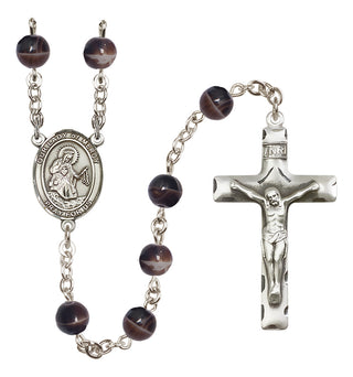 Silver Plated 7mm Brown Our Lady of Mercy Rosary