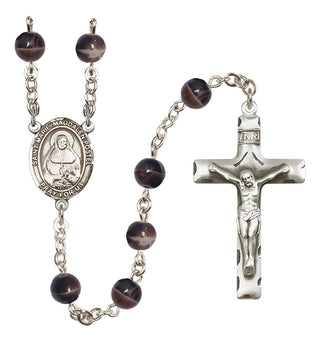 Silver Plated 7mm Brown Saint Marie Magdalen Postel Rosary