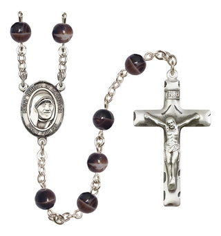 Silver-Plated 7mm Saint Teresa of Calcutta  Engraved Catholic Rosaries
