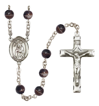Silver Plated 7mm Brown Saint Regina Rosary