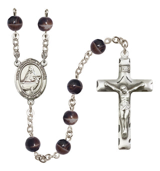 Silver-Plated 7mm Saint Catherine of Sweden  Engraved Catholic Rosaries