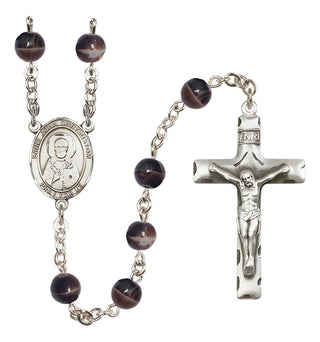 Silver-Plated 7mm Saint John Chrysostom  Engraved Catholic Rosaries