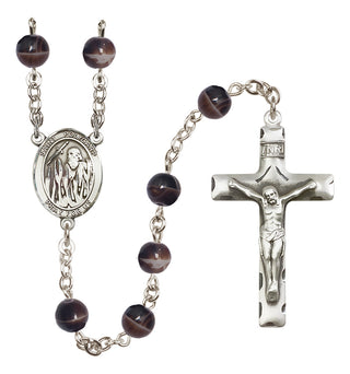 Silver Plated 7mm Brown Saint Polycarp of Smyrna Rosary