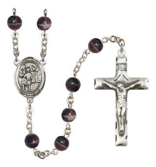 Silver-Plated 7mm Saint Vitus  Engraved Catholic Rosaries