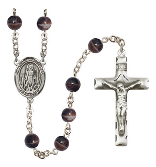 Silver Plated 7mm Brown Saint Juliana of Cumae Rosary